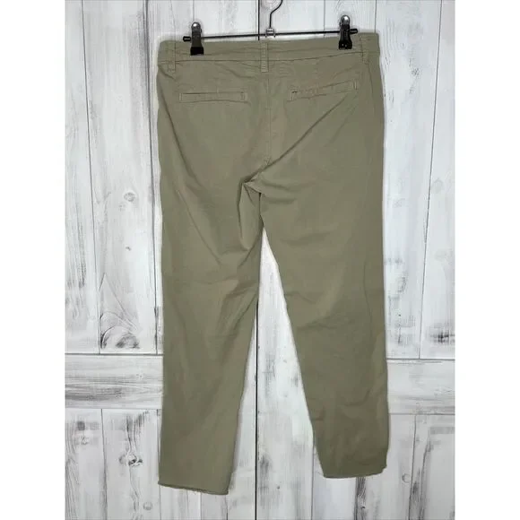 WOMENS FRANK & EILEEN WICKLOW CHINO CROPPED RAW EDGE TWILL PANTS LIGHT GREEN 2